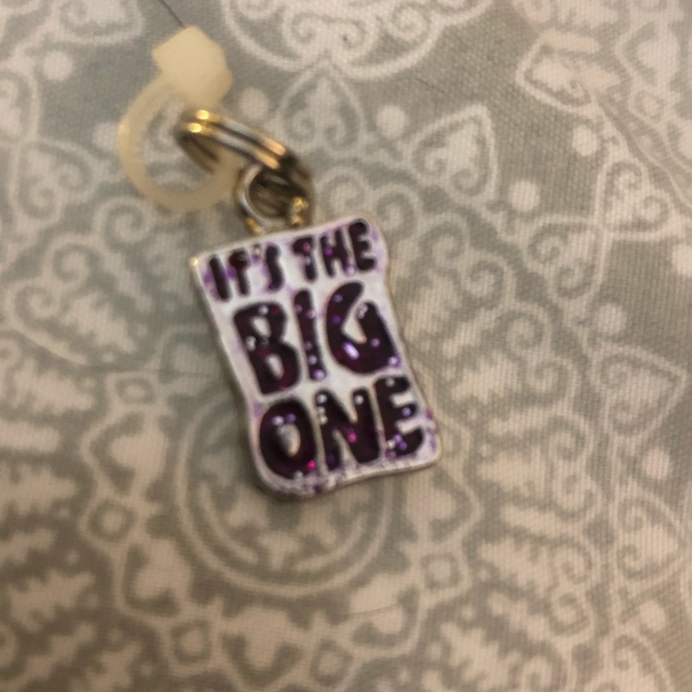 GANZ silver toned charm- the big one purple